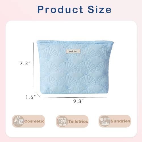 RSRSLEII Quilted Cotton Seashell Makeup bag, Travel Toiletry Bag,Light Blue - color: 11 Light Blue