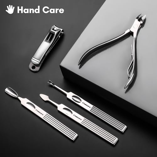 FAMILIFE Stainless Steel Manicure Set 11-in-1 Professional Nail Clipper Kit - color: Brown