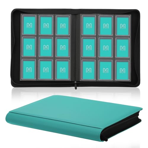 Toploader Binder, 9-Pocket 288 Cards Holder for 3"x4" Rigid Card Sleeves - color: 9Cyan5