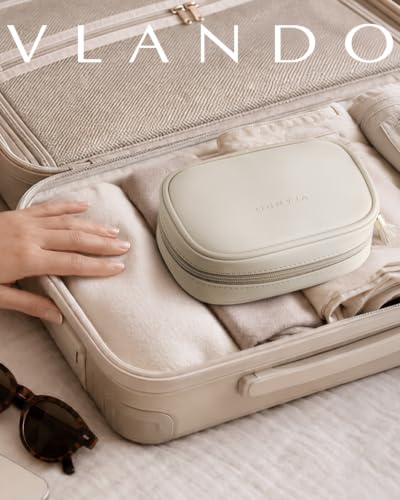 VLANDO Small Makeup Bag for Purse, Fits Lip Gloss,Brow Pencils,Cream White - color: Small-Cream White