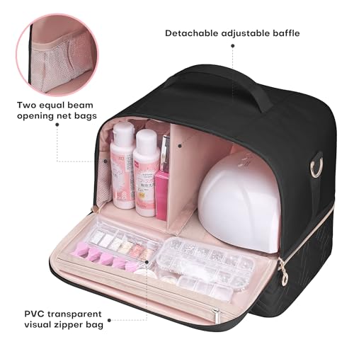 Leudes Nail Bag Polish Organizer Case Holds 42 Bottles & Gel Lamp - color: Blacka1