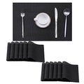 Leetaltree Black Frame Placemats Set of 12 - Heat Resistant Non-Slip Place mats for Dining Table, Washable Durable PVC Vinyl Woven Table Mats（Black Frame, 12） - color: F1- Black Frame, size: Set of 12