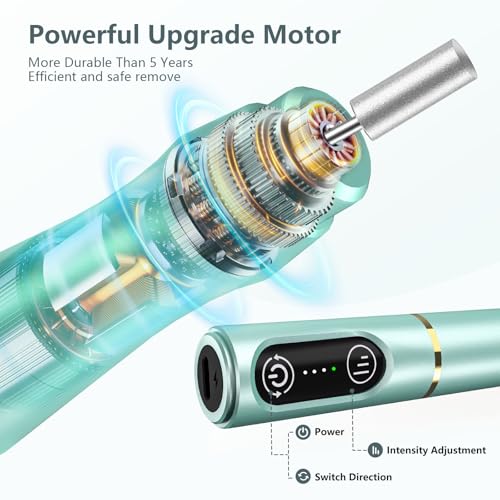 TUOBEO Cordless Nail Drill Electric Nail File Kit, Rechargeable Efile Set - color: Mint Green