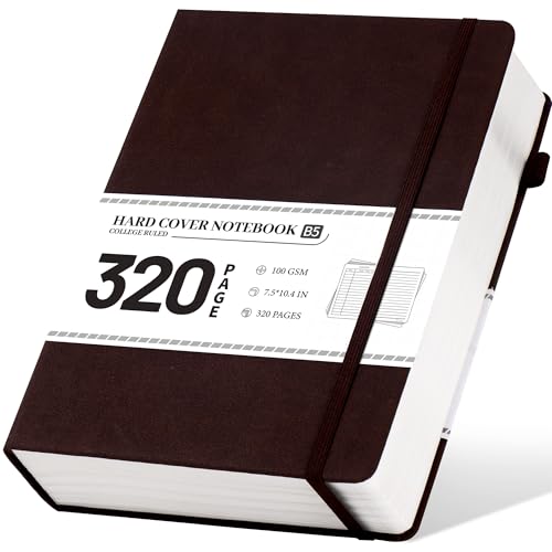 CAGIE B5 Journal Notebook for Men Women 320 Pages 100 Gsm Paper Vintage Journaling Notebooks A5 Hardcover Leather Journals for Writing Travel Work Note Taking Diary, 7.6x10 In, Dark Brown - color: Coffee, style: Lined B5