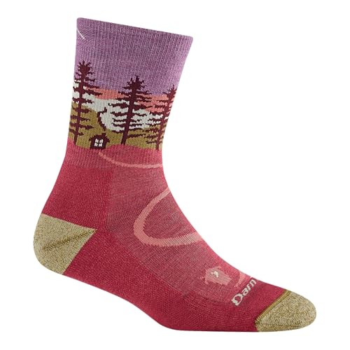 Darn Tough Women's Northwoods Micro Crew Lightweight Hiking Sock (Style 5013) - - color: Cranberry, size: Large