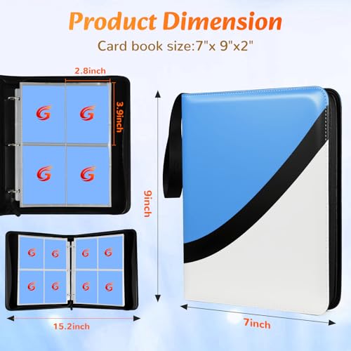 Premium Trading Card Binder, 4 Pocket Trading Card Binder for Pokemon TCG - color: Blue, size: Large