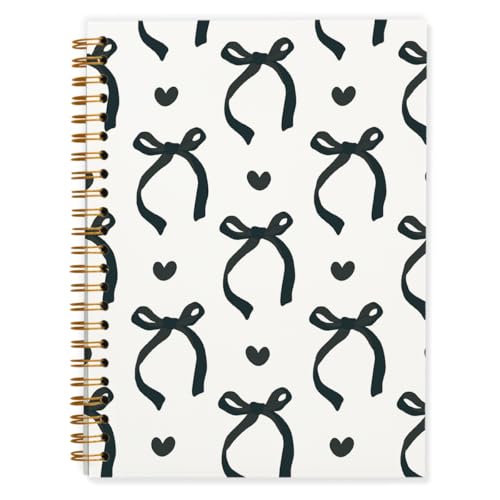 QUICQOD Cute Black Bow Spiral Notebook for Teen Girls 5.5x8.3 Inch - color: Black