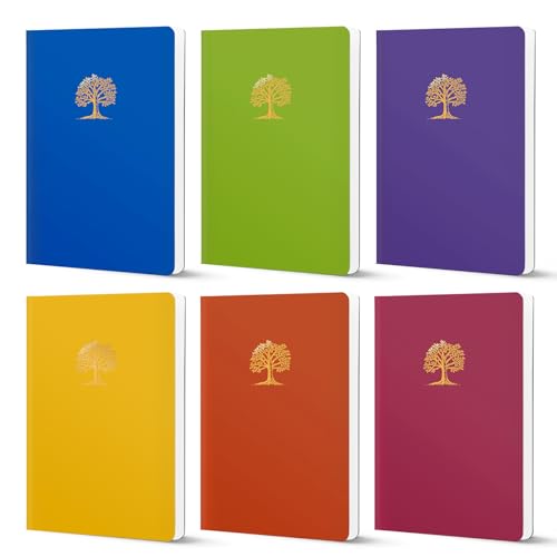 Comix 6 Pack A5 Notebooks, 5.6" x 7.9" Softcover Lined Journals for Men & Women,240 Pages Thick Paper College Ruled Notebooks for Work,School & Business Meetings - color: Rainbow Color