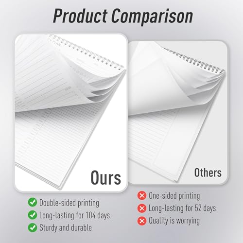 3PC Daily Shedule Planner Half-Hourly Personal Organizer 6.5"x 9.8" - color: 3 PCS White-Hourly-L