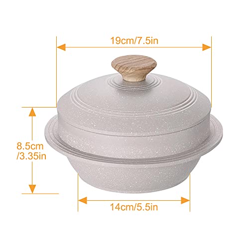 Korean Dutch Oven, Rice Pot, 63 oz Enameled Cast Aluminum Pot with Lid, Korean Stone Bowl for Induction, White - color: White, size: 7.9 in
