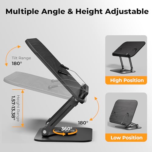 SupeDesk Book Stand for Reading, Adjustable Book Holder with 360° Rotating Bases, Multifunctional Display Stand for Recipe, Cookbooks, Magazines - color: Black Wood