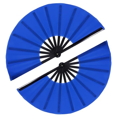 13inch Large Rave Fan Popping Fan Clacking Fans for Line Dancing,Hand Fans for Women Foldable,Boots on The Ground Fan,Portable for Outdoor,Wedding,Party,Decoration(Blue,2 Packs) - color: Blue