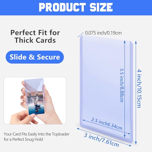 DEDC 50 Top Loader Thick Card Load Holder Storage for Trading Cards Sports Sleeves Hard Plastic 75 Point Protective Toploaders 3"X4" Rigid Memorabilia Collectibles - size: 75pt