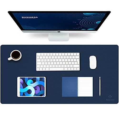K KNODEL Large Office Desk Mat, Leather Mouse Pad (31.5"x15.7", Dark Blue) - color: Dark Blue, size: 31.5" x 15.7"
