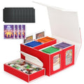 AFIING Commander Deck Box for MTG/EDH, Fits 400+ Double-Sleeved Cards, with Display Window, 4 Removable Deck Cases, Dividers, Dice Tray & Handle, Card Holders for TCG (White Red) - color: White Red