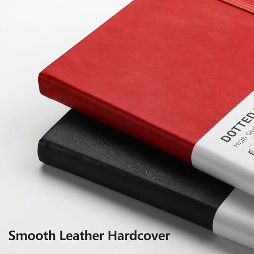 RETTACY Dotted Journal Notebook, 320 Numbered Pages, A5 (5.7'' × 8.3'') - color: Red