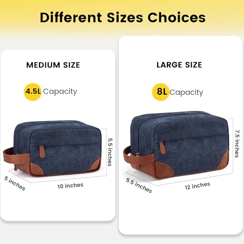 Vorspack Canvas Travel Toiletry Bag for Men, Large, Navy Blue - color: Navy Blue, size: Large