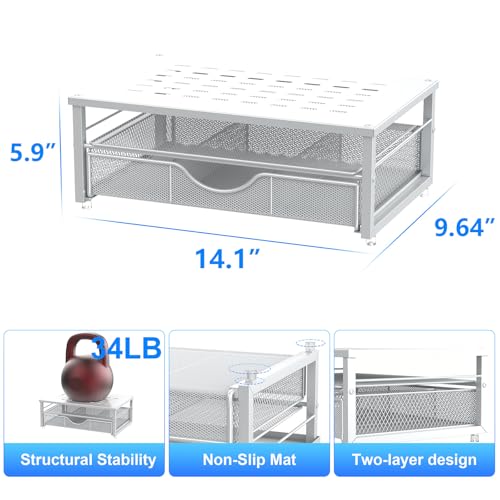 gianotter Computer Monitor Stand Riser with Drawer - color: White, size: 14.1L x 9.64W x 5.9H Inch