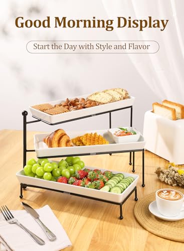 Tiered Serving Tray for Party, 14 Inch Dessert Display Stand, Black - color: Black, size: 13.5 inch