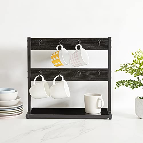 IBUYKE Coffee Mug Holder for Countertop,16 Hook Mug Tree,Black TBJ001B - color: Black, size: no shelf(16 mugs)