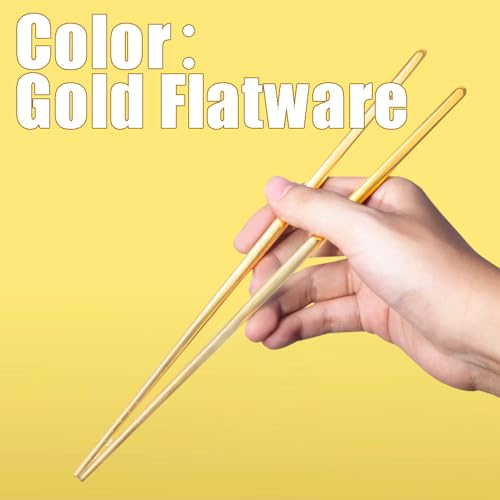 10 Pairs Metal Reusable Chopsticks,9 Inch Chop sticks(Gold)