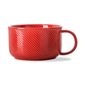 Ceramic Soup Bowl with Handle, 38 oz Microwave Safe, Red - color: Red