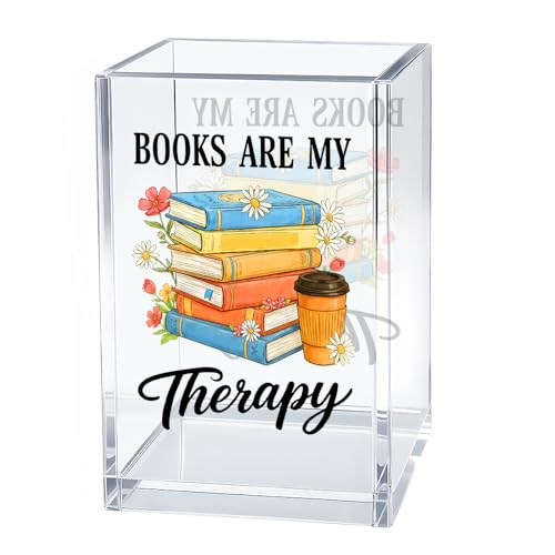 Books Are My Therapy Acrylic Pen Holder Makeup Organizer for Desk - color: Transparent71