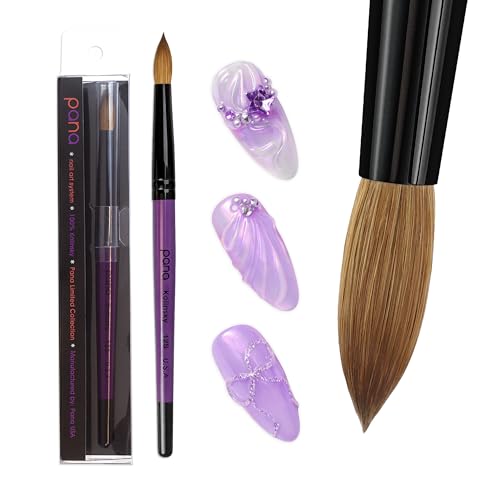 PANA Pure Kolinsky Hair Acrylic Nail Brush - Round Shape Black Ferrule with Purple Wood Handle (Size 12) - for Acrylic Nail Application Nail Extension Manicure Pedicure Salon Beginner and Professional - color: Purple, size: Size 12