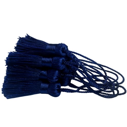 20Pcs 4.3 Inch Silky Mini Craft Tassels for Earrings, Souvenir(Dark Blue) - color: Deep Blue