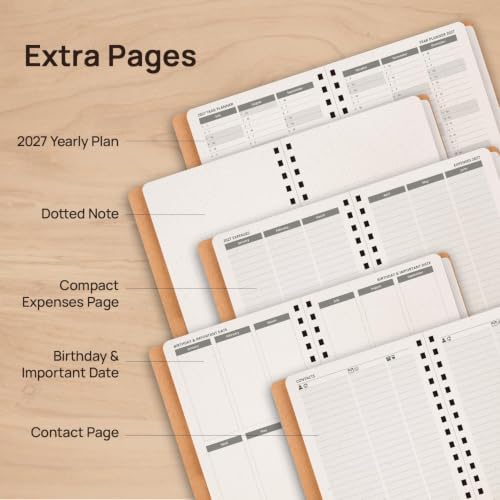 POPRUN 2027 Daily Planner One Page Per Day,5.75" x 8.5" Recycled Paper Book - color: Desert Brown, size: Medium - 5.75" x 8.5", style: Calendar Year 2027