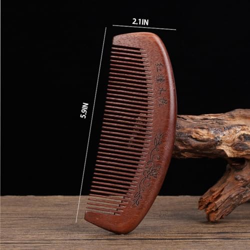 Wooden Hair Comb Set,labor comb, Wide Tooth and Fine Tooth Detangling Combs, Brown, 2 Pack (Medium) - size: Medium
