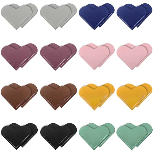 32Pcs Leather Heart Bookmarks for Women,Corner Book Marks for Book Lovers - style: 32Pcs