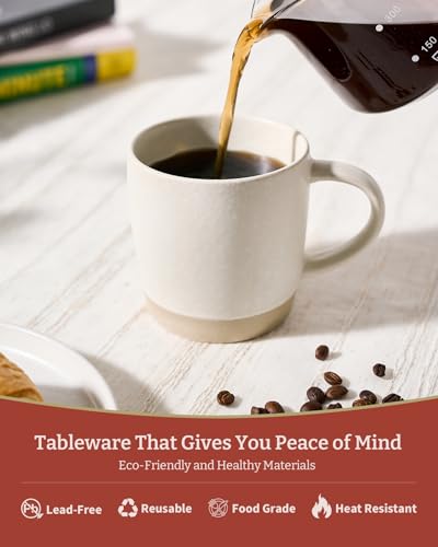 famiware Coffee Mugs Set of 4, Milkyway 13 oz Ceramic Cup Set with Handle - color: Milkyway-Matte White, size: 4 Count (Pack of 1)