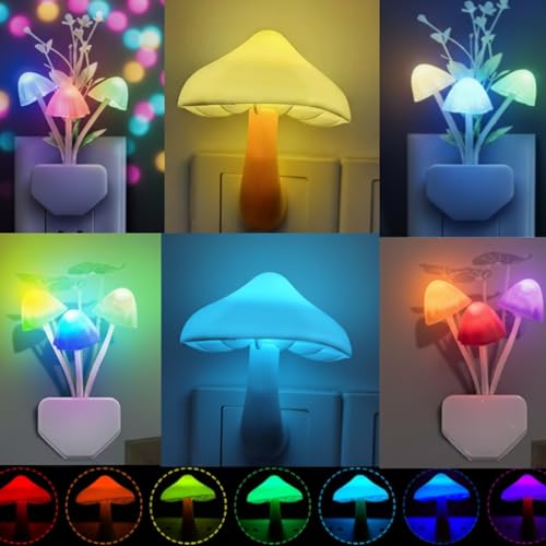 Mudder 6 Pack Mushroom Night Light,Water Plants, Lotus Leaves, Mushroom - style: Water Plants, Lotus Leaves, Mushroom