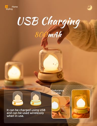 WANIDEA Night Light, Cute Night Light for Kids 2 Pack (Yellow and Green) - color: Flame Yellow and Green