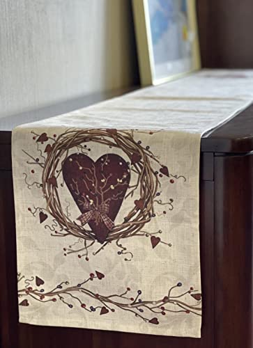 Rustic Country Hearts Table Runner 70x13 Inches - color: Heart Runner
