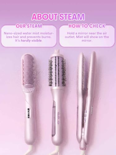 SHEGLAM Steam Thermal Brush, 1.5" Steam Blowout Brush 4-in-1 Curling Brush