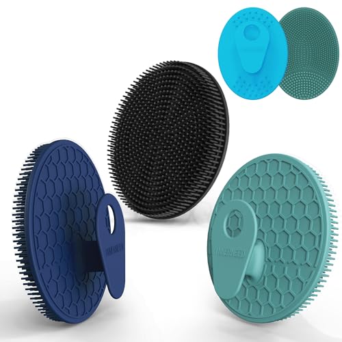 INNERNEED Silicone Body Scrubber Gentle Exfoliating Brush, Black+Blue+Green - color: (Set3) Black+dark Blue+dark Green