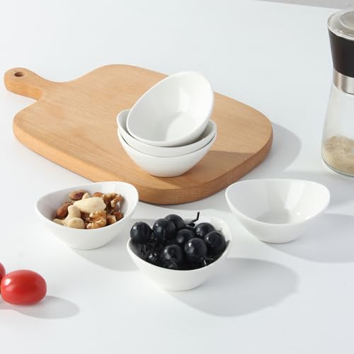 UIBFCWN 6 Pack Ceramic Dipping Bowls, 1.7 Oz Soy Sauce Dishes, Pinch Bowls, White Dipping Sauce Bowls/Dishes for Tomato Sauce, Sushi, BBQ, Charcuterie Boards accessories - size: 1.7 oz Oval-6 Pack