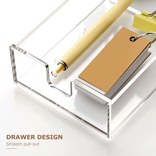 Acrylic Mail Sorter Desk Organizer Holder with Drawer, 5 Compartments Clear - size: 5 Compartments with Drawers