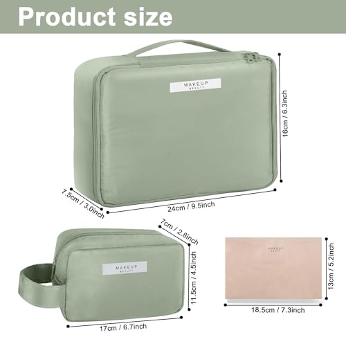Queboom Travel Makeup Bag Cosmetic Bag Toiletry Bag for Women & Men - color: Green-3pcs