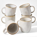 famiware Coffee Mugs Set of 6, Ocean Square 13oz Coffee Cup Set with Handle - color: Ocean Square-Cappuccino White, size: 6pcs