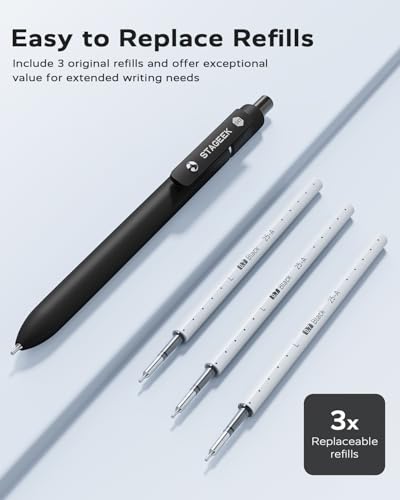 STAGEEK GX3 Black Gel Pens,6Pcs Quick Dry Smooth Writing Pen with 3 Refills - color: Black Gray White