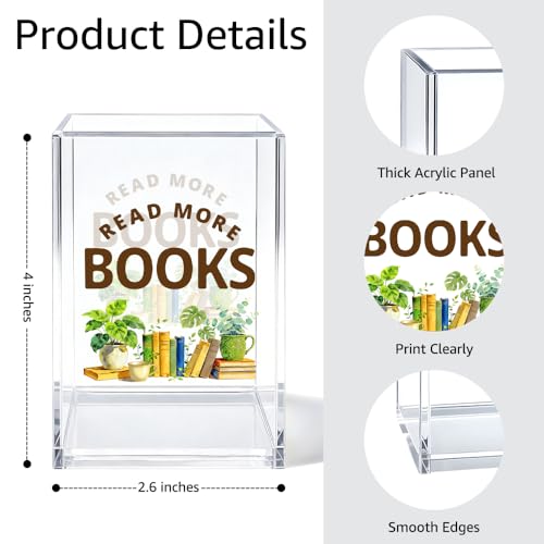 Read More Books Acrylic Pen Holder Makeup Organizer Desk Accessory - color: Transparent55