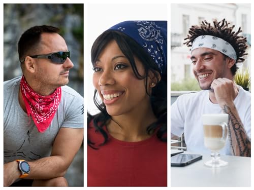 Every-ville Cotton Bandana Handkerchief for Men & Women, 3 Pack - color: Red White Blue