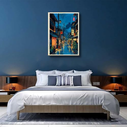Large Tokyo Tea House Canvas Wall Art Japanese City Street Coffee Decor painting Pictures Ukiyo-e Illustration Anime Posters Prints for living room Bathroom Bedroom Office Hallway Home Decoration - color: teahouse, size: 36"L x 24"W