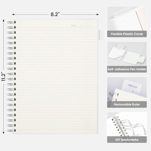 EMSHOI Lined Spiral Journal Notebook, 300 Pages, A4 Size (8.2'' x 11.2'') - color: Transparent, size: A4