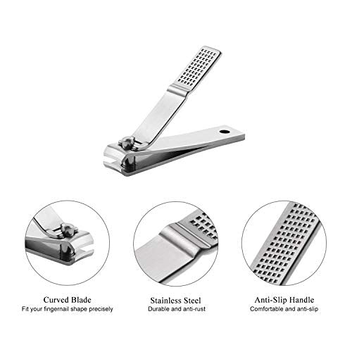 HAWATOUR Nail Clippers Set with Visibly Tin Case, Silver - color: Silver