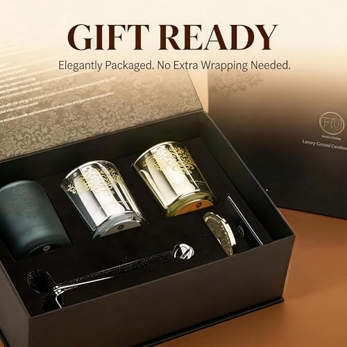 Luxury Candle Gift Set for Women, 3x7oz, Trimmer & Snuffer Lid