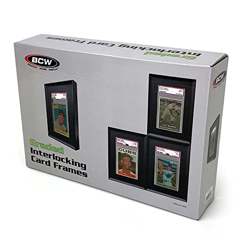 BCW Interlocking Graded Card Frames - Black - Pack of 4 | Interlocking Frames Ideal for Collectibles, Trading Cards, and Memorabilia | Wall Display Frame - style: 4 Pack